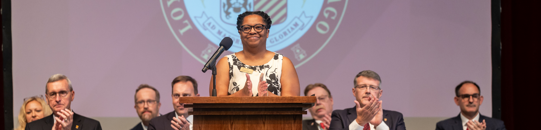 Markeda Newell speaking at University Convocation